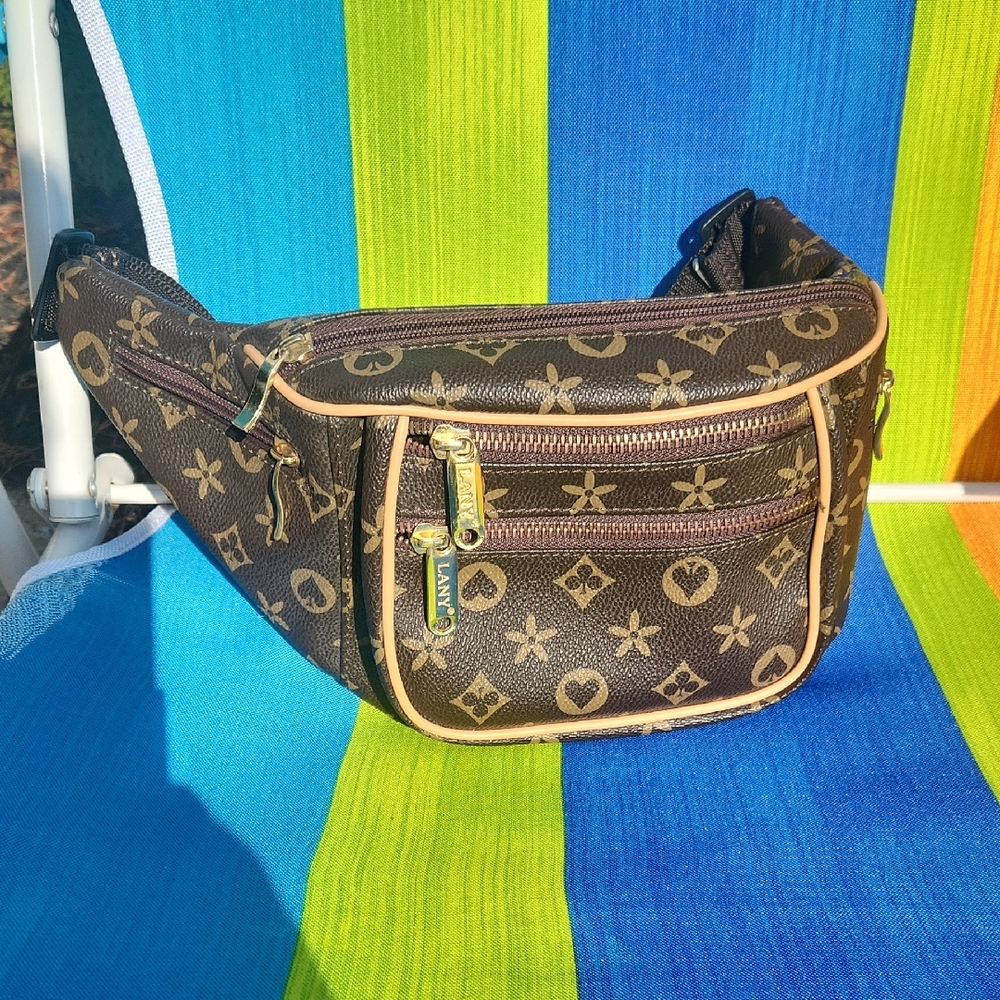 Source Unknown Brown Monogram-Style Waist Bag wit… - image 1